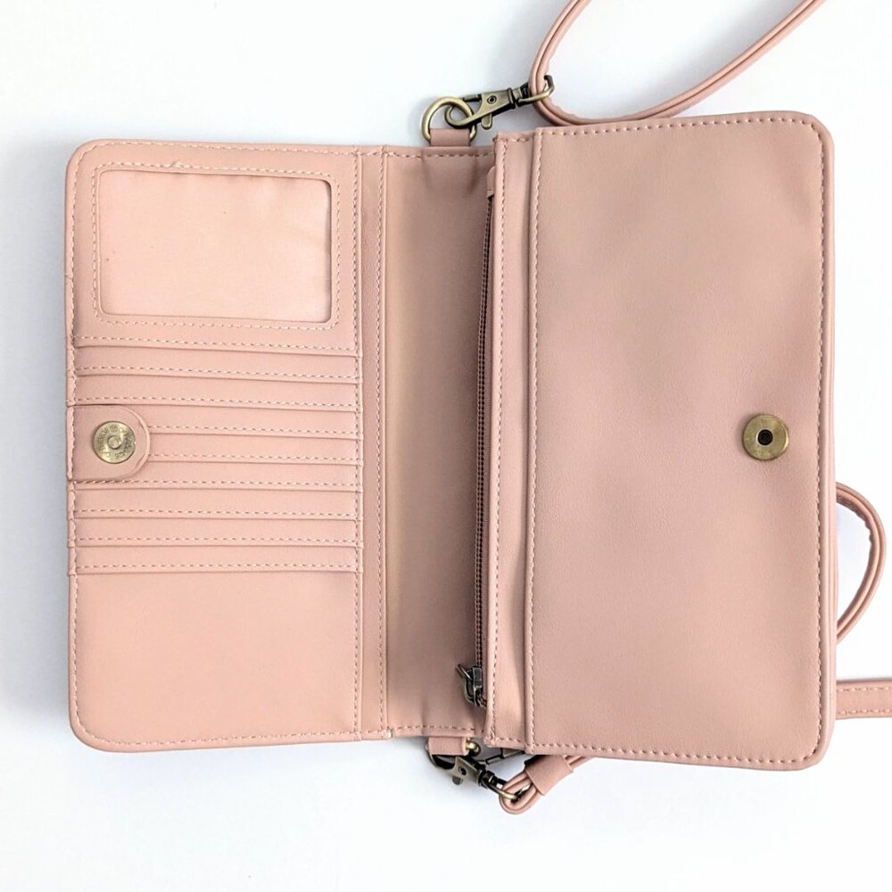 Joy Susan Pastel Pink Woven Crossbody Clutch Purse Wristlet Feminine Small Girly - Picture 6 of 12